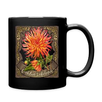 Dahlie Illustration, vintage botanische Zeichnung - Tasse einfarbig - Schwarz - Rechts