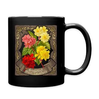 Begonie Blume, Vintage botanische Illustration - Tasse einfarbig - Schwarz - Rechts