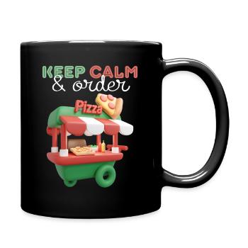 Pizza Verkaufswagen, 3d Pizza Truck, Streetfood - Tasse einfarbig - Schwarz - Rechts