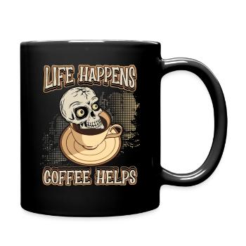 Coffee coffee drinker funny saying with skull - Full Colour Mug - black - Right