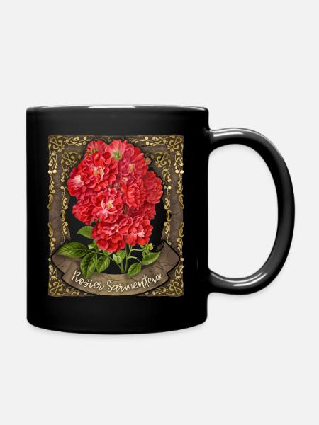 Antike Rose, botanische Rose, Vintage Rosen - Tasse einfarbig - Schwarz