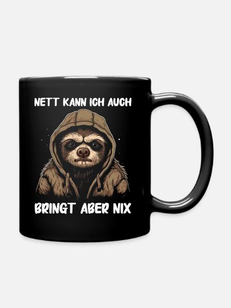 Faultier Faultiere Tier Schlafen Faul - Tasse einfarbig - Schwarz