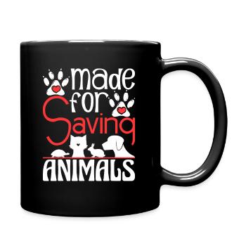 Made For Saving Animals - Veterinarian Veterinary - Full Colour Mug - black - Right