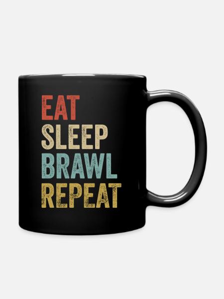 Manger Sleep Brawl Répéter - Mug uni - noir