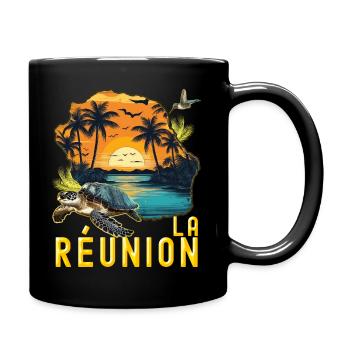 Carte De L'île de la Réunion Tortue Cadeau - Mug uni - noir - Droite