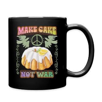 Kuchen, Peace-Zeichen, Peace Spruch mit Napfkuchen - Tasse einfarbig - Schwarz - Rechts