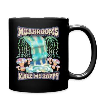 Magic Mushrooms, Psychedelische Pilze Surrealismus - Tasse einfarbig - Schwarz - Rechts
