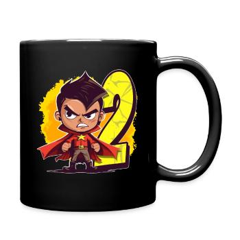 2 Year Old Superhero & Action Children's Birthday Party - Full Colour Mug - black - Right