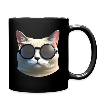 Chat avec des lunettes de soleil - Mug uni - noir - Droite