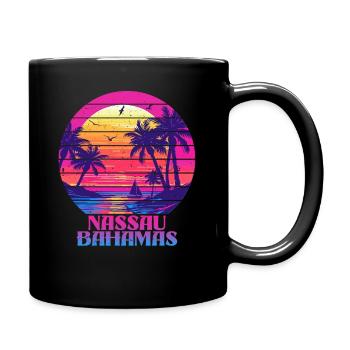 Sonnenuntergang Nassau Bahamas Palme Sommerinsel - Tasse einfarbig - Schwarz - Rechts