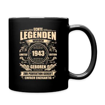 1943 Jahrgang 80 Jahre 80. Geburtstag Geschenk - Tasse einfarbig - Schwarz - Rechts