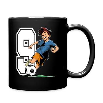 9 Jahre alt Fußballer & Fußball Kindergeburtstag - Tasse einfarbig - Schwarz - Rechts