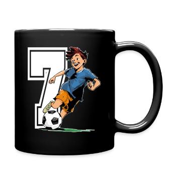 7 Year Old Footballer & Soccer Children's Birthday Party - Full Colour Mug - black - Right