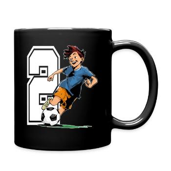 2 Year Old Footballer & Soccer Children's Birthday Party - Full Colour Mug - black - Right