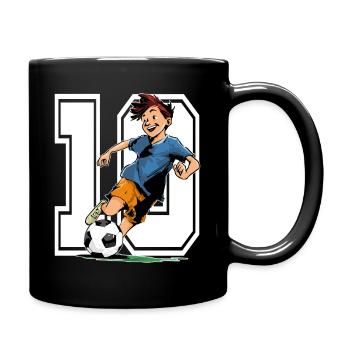 10 Year Old Footballer & Soccer Children's Birthday Party - Full Colour Mug - black - Right