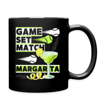 Tennis-Spruch Game-Set-Match Margarita, lustig - Tasse einfarbig - Schwarz - Rechts