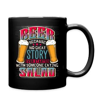 Bier, Lustiger Spruch, Witz für Biertrinker - Tasse einfarbig - Schwarz - Rechts