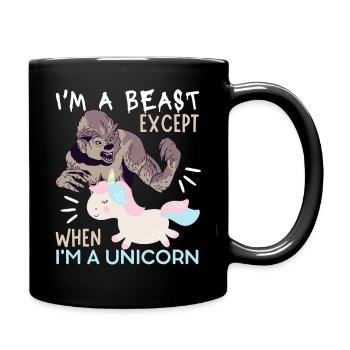 Einhorn-Unicorn, Ungeheuer, Zombie Spruch - Tasse einfarbig - Schwarz - Rechts