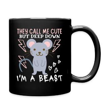 Maus, Mouse, lustiger Spruch, Ironie - Tasse einfarbig - Schwarz - Rechts