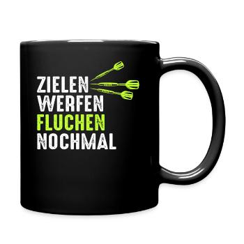 Dart Darts Dartspieler Dartsport - Tasse einfarbig - Schwarz - Rechts
