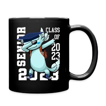 Senior 2023 Grad Happy Axolotl Dabbing Graduation - Full Colour Mug - black - Right