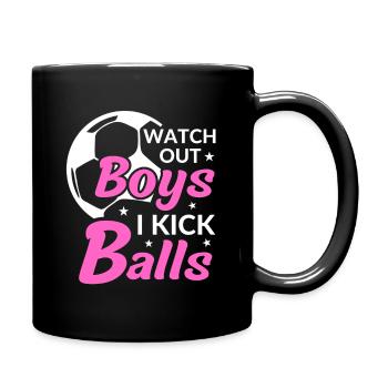 Female soccer player football girl / I kick balls - Full Colour Mug - black - Right