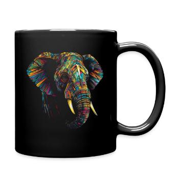 Elephant Animal Colorful Animal Lover Gift Art - Full Colour Mug - black - Right