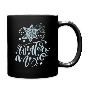 Winter Design, Winter Magic Winter Motif with Star - Full Colour Mug - black - Right