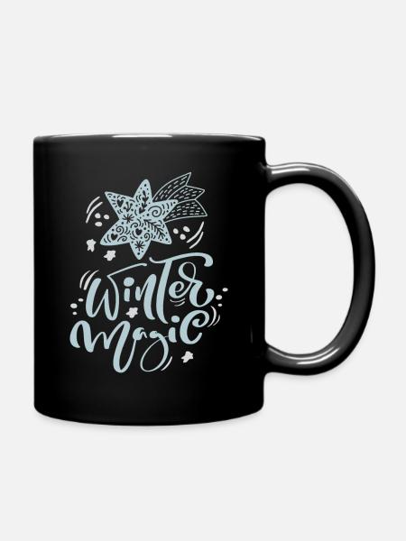 Winter Design, Winter Magic Winter Motiv mit Stern - Tasse einfarbig - Schwarz