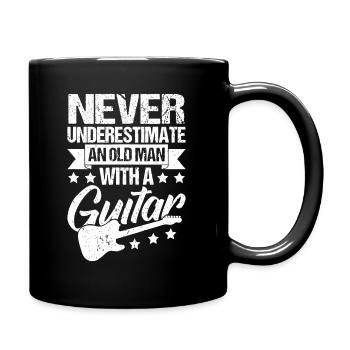 Never Underestimate An Old Man With A Guitar - Full Colour Mug - black - Right