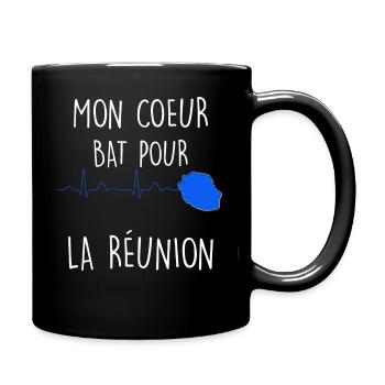 Mon cœur bat pour la réunion Cadeau - Mug uni - noir - Droite