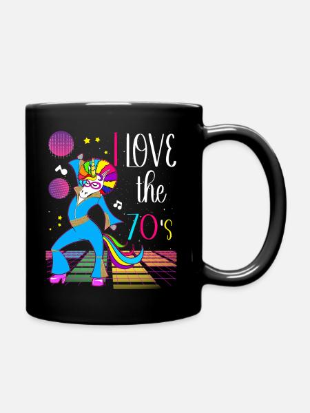 Einhorn Fantasy Jahr 70 Retro Vintage Humor - Tasse einfarbig - Schwarz