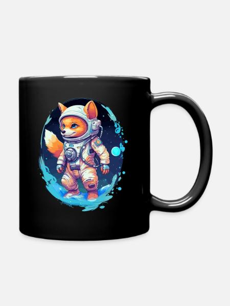 Renard mignon en costume d’astronaute espace astronaute - Mug uni - noir