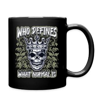Lachender Totenkopf, Totenschädel, Biker Motiv - Tasse einfarbig - Schwarz - Rechts
