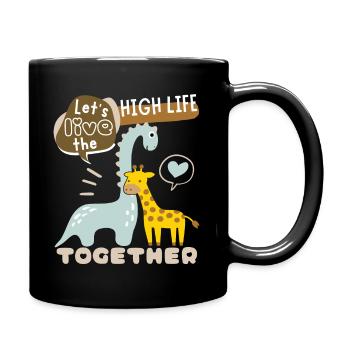Dinosaurier Cute-Giraffe Valentinstag Liebe-Spruch - Tasse einfarbig - Schwarz - Rechts