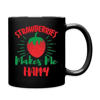 Strawberry makes me Happy - Full Colour Mug - black - Right