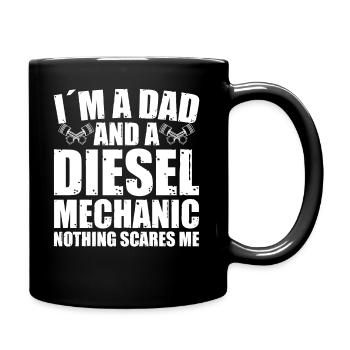 Je suis père et mécanicien diesel - Mug uni - noir - Droite