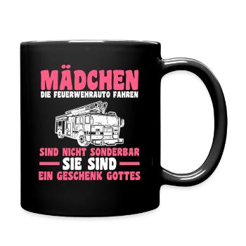 Feuerwehr Feuerwehrfrau - Tasse einfarbig - Schwarz - Rechts