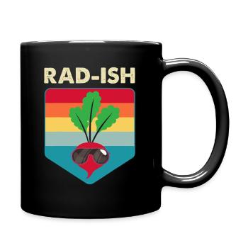 Rad-ish Lustiger Rettich-Liebhaber Veganes vegetarisches Essen - Tasse einfarbig - Schwarz - Rechts