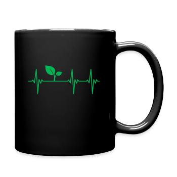 Vegane Heartbeat Lifeline pflanzliche Ernährung - Tasse einfarbig - Schwarz - Rechts