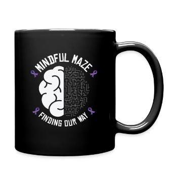 Alzheimer's Awareness Purple Ribbon Brain - Full Colour Mug - black - Right