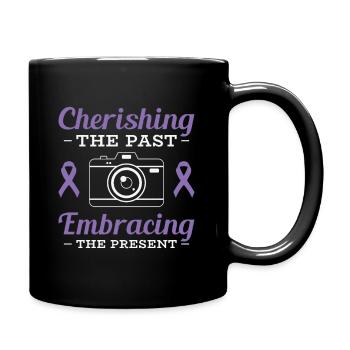 Alzheimer's Awareness Purple Ribbon Brain - Full Colour Mug - black - Right