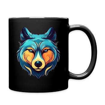 Die Aura des Wolfes - Tasse einfarbig - Schwarz - Rechts