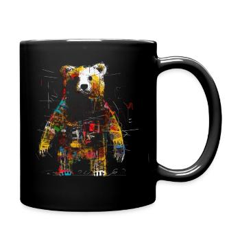 Bear Artwork Animal Bear Gift Animal Motif Art - Full Colour Mug - black - Right