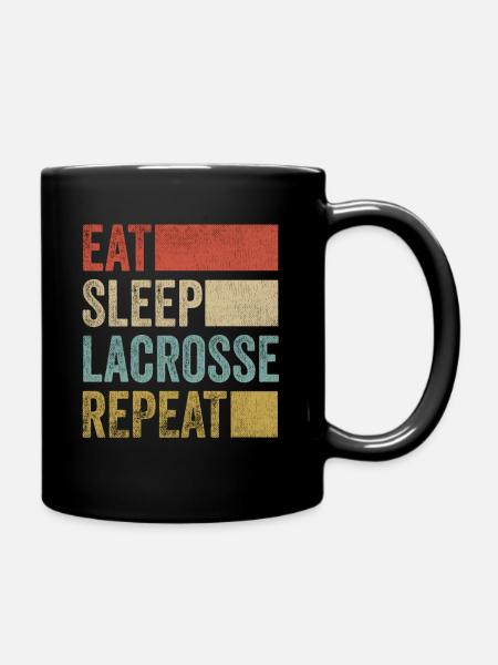 Retro Eat Sleep Lacrosse Repeat Lacrosse - Tasse einfarbig - Schwarz