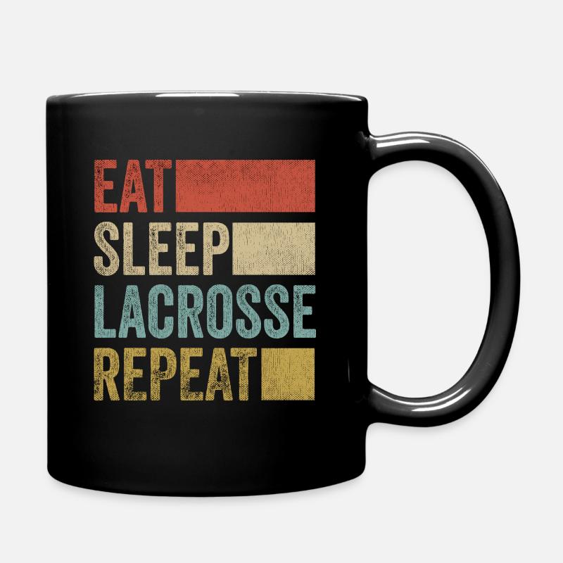Retro Eat Sleep Lacrosse Repeat Lacrosse - Tasse einfarbig - Schwarz