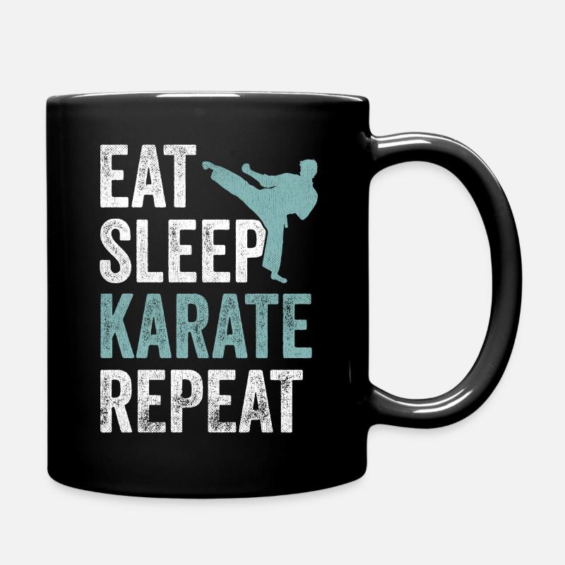 Essen Schlaf Karate Wiederholen Karate - Tasse einfarbig - Schwarz