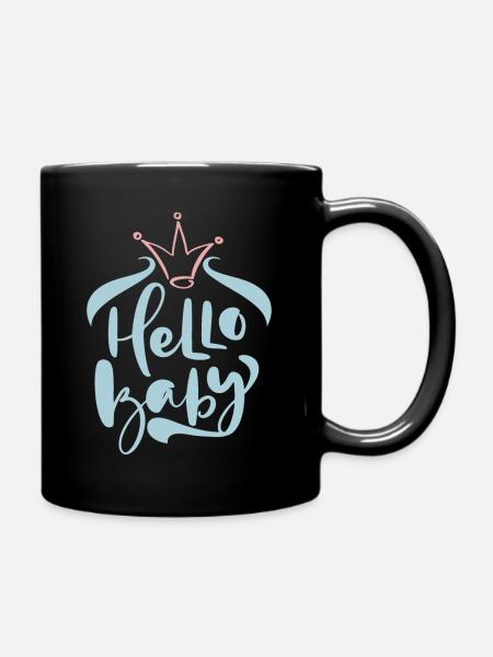Hello-Baby, Baby-Party, Geburt, Typografie-Design - Tasse einfarbig - Schwarz