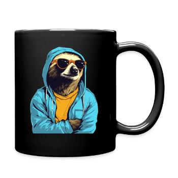 Paresseux cool avec lunettes de soleil, t-shirt jaune - Mug uni - noir - Droite