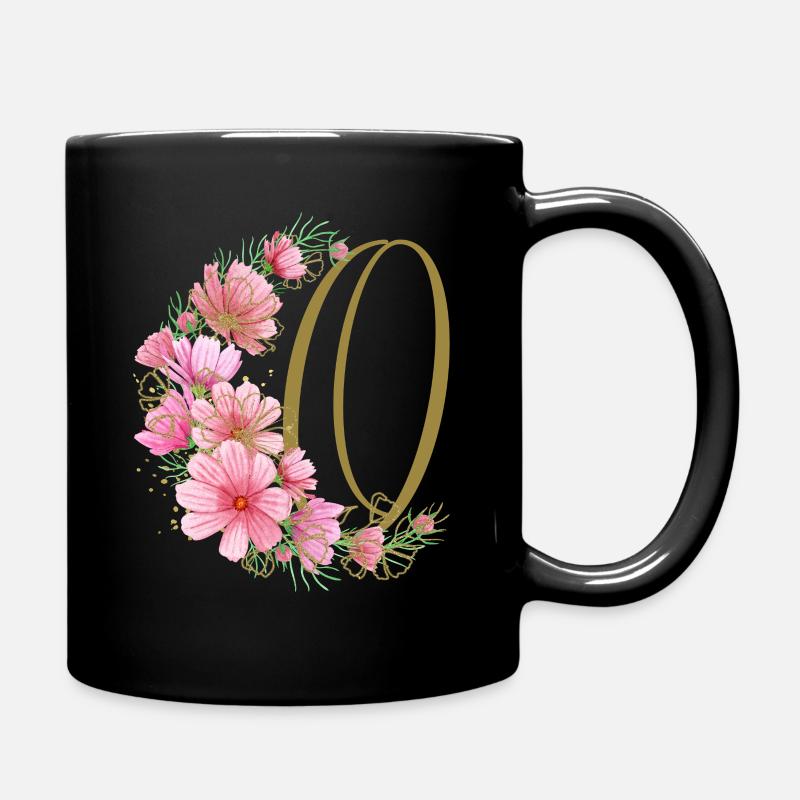 vrille florale avec la lettre O - Mug uni - noir